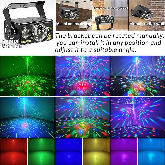 DJ Disco Party Lights Sound Activated LED Strobe Stage Light for Birthday Wedding Karaoke