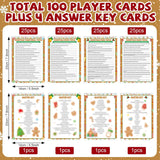 104Pcs Christmas Party Trivia Game Cards Xmas Festival Guessing Activity Christmas Question And Answer Cards For Adults Family Friends Coworkers Groups Winter Holiday Party Supplies (Gingerbread)