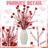 20 Pcs Valentine'S Day Floral Heart Picks And Sprays Artificial Valentines Day Decorations Valentine Vase Filler Ornaments For Gifts Wedding Home Tabletop Decor