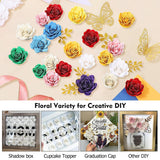 Paper Flowers For Graduation Cap Decoration Kit, Small Roses Flores For Crafts, 3D Flores For Shadow Box Projects