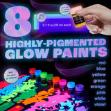 Glow In The Dark | Luminescent | Phosphorescent | Self-Luminous Paint - Set Of 8