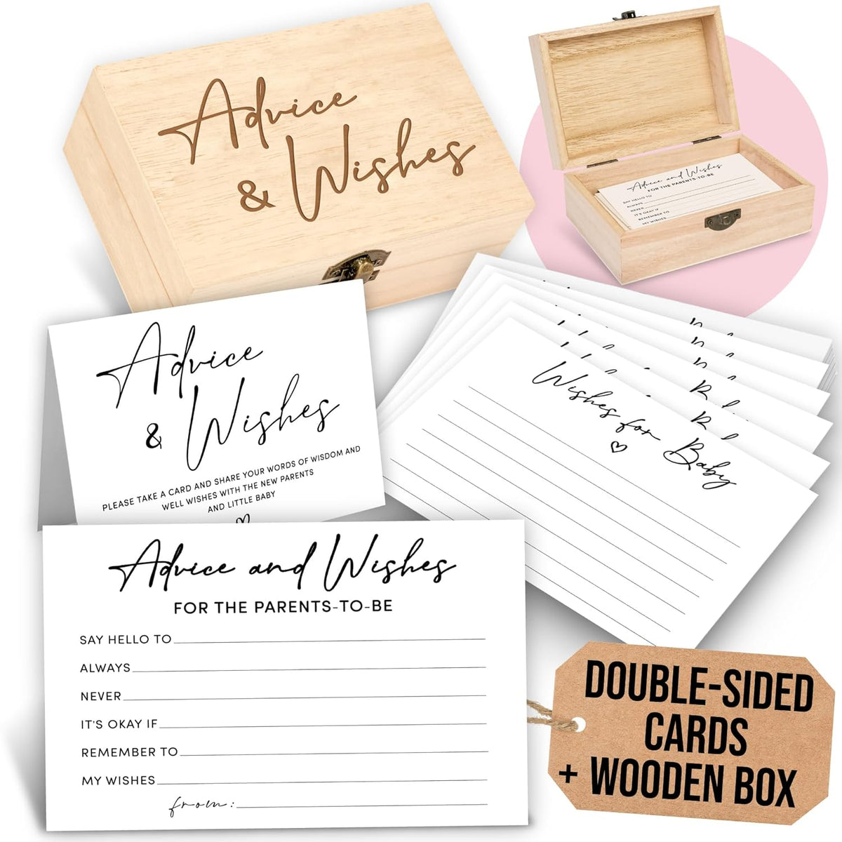 Baby Shower Advice Cards For Parents To Be - Advice For New Parents Baby Shower Decorations Girl, Advices And Wishes For Baby Cards Box Fun Game Ideas