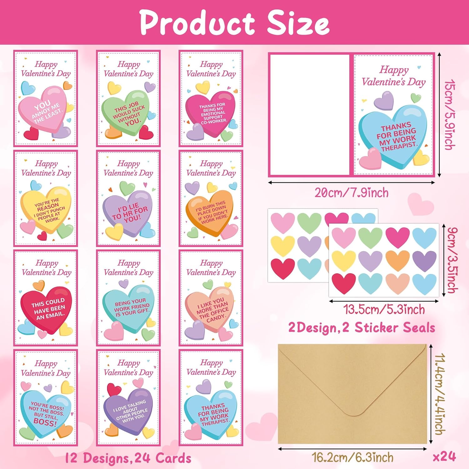 Funny Coworker Valentines Day Cards - Humorous Happy Valentine'S Day Greeting Cards Heart Stickers Envelopes Bulk Gifts For Boss Colleague Employee Office Party Favors Exchange Gift (24 Sets?