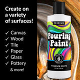 White Acrylic Pouring Paint, Titanium White, 8Oz (236Ml) Bottle, For Pour Art And Flow Painting