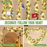 33FT Artificial Ivy Vine with 100 LED Fairy Lights Fake Plant Garland for Bedroom Wall Decor Living Room Office Wedding Party Farmhouse Dorm Aesthetic Home Decoration