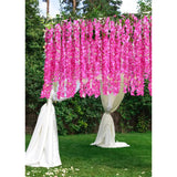 24Pcs Wisteria Hanging Flowers,3.6 Ft Fake Wisteria,Artificial Wisteria Hanging Flowers Wisteria Garland Arch Silk String For Wedding Garden Party Outdoor Home Wall Decoration (24Pcs Fuchsia)