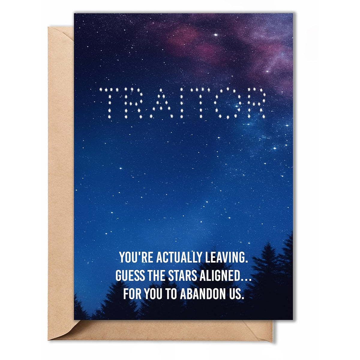Coworker Leaving Card, Funny Congrats New Job, Goodbye Gift For Colleague, Boss - 5X7 Inch Folded Card Include Envelope, Sticker - Blank Inside, Unique & Funny Gift For Him, Her, Women, Men (Stars)