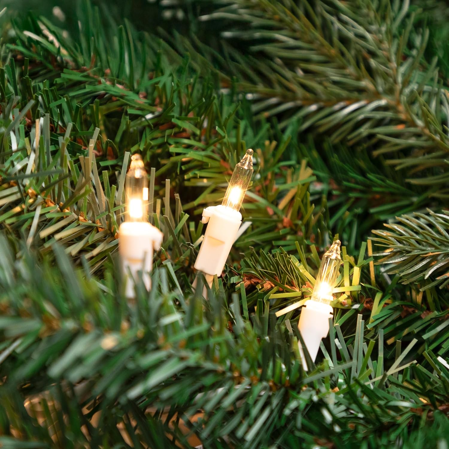 Mini Incandescent Christmas Lights - Clear - 4' White Wire - 10Ct