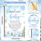 321 Pcs Blue Snowflake Baby Shower Game Supply For Girl Or Boy 5 Set Include 50 Activity Card 20 Pencil 1 Don'T Say Baby Sign 50 Clothespin For Price Is Right Prediction Bingo Game Party Decor