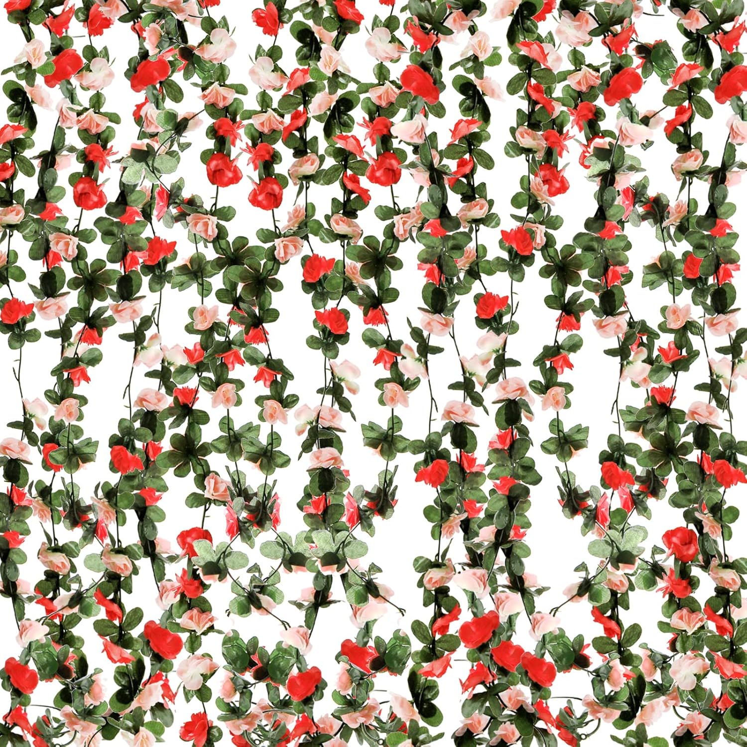 10 Pack 82 Feet Artificial Rose Vine Hanging Flower Garland Fake Roses Flowers Plants Ivy String Home Hotel Office Wedding Party Garden Décor