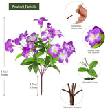 Fake Plants 15.7" Plastic Flowers For Outdoors Artificial Azalea Flowers Fake Flowers Artificial Plants Outdoor Spring Flowers Artificial For Decoration Fake Plants For Outside (Purple 4Pcs