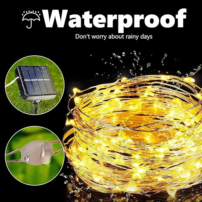 2 Pack Solar Fairy Lights Outdoor 80FT 240 LED Warm White String Lights Waterproof with 8 Lighting Modes for Patio Garden Fence Holiday Decor