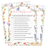 Bridal Shower Game, Wildflowers Theme Wedding Shower Games Cards For 25 Guests, Engagement Party Decorations Favors, Bachelorette Party Ideas And Activities Supplies, Wedding Games For Reception -B01