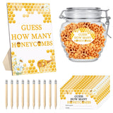 114 Pcs Bee Baby Shower Games Guess How Many Honeycombs Wooden Guessing Game Sign 100 Guessing Cards 10 Pencils 2 Stickers 1 Bottle For Guests Baby Shower Gender Reveal Party, No Honeycombs