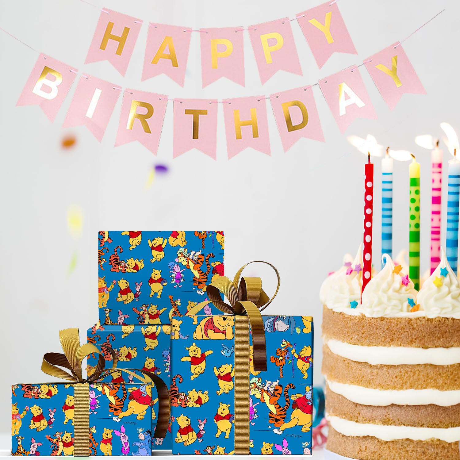 Pack Of 5 Gift Wrapping Paper 20" X 30" Kraft Paper Wrapping Paper Sheets Pack For Kids Birthday, Party Storage Festive Decoration (Blue Friends)