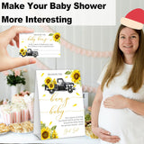 How Big Is Mommys Belly Game, Baby In Bloom Measure The Baby Bump Baby Shower Game, Sunflower Truck Baby Shower Party Decor & Supplies, 1 Sign & 50 Guess Cards-A06