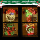Christmas Lights - 4 Pack 16” Christmas Window Silhouette Light Led String Light Include Candy Cane Stocking Santa Reind