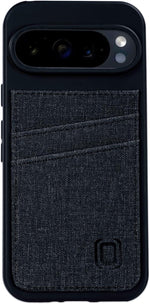 Pixel 9/9 Pro Card Case, 2 Slots, Magnetic Mount, Canvas Leather - Black