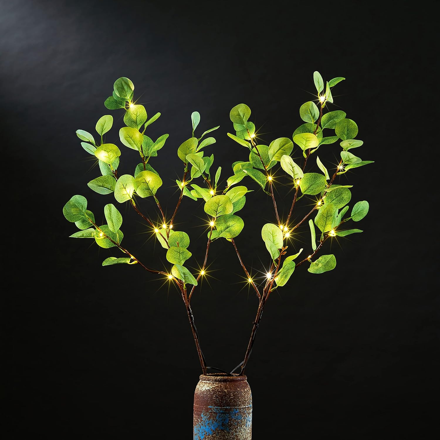30In Lighted Eucalyptus Branches 38Led With Timer Battery Operated Lit Artificial Twig For Wedding Holiday Party Christm
