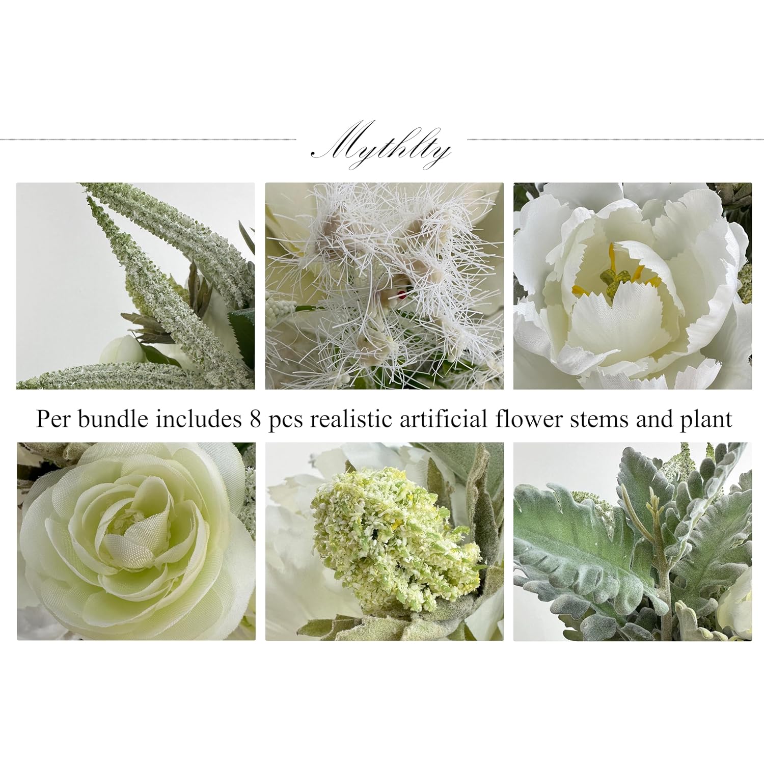 2 White Fake Flower Bouquets Mixed With White Tulip Peony And Greenery Stems, Artificial Flowers For Indoor Outdoor Home Office Table Centerpiece Decor, Wedding Bridal Farmhouse Decor