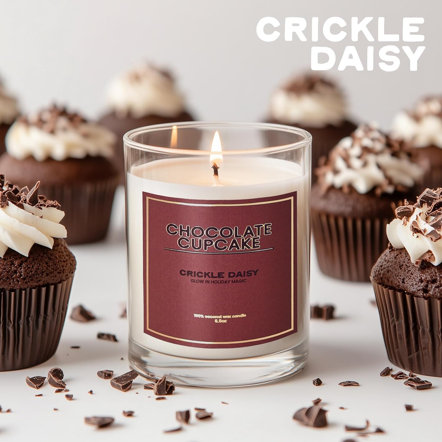 ‘Chocolate Cupcake’ Candle - All-Natural 100% Coconut Wax, Clean Burning, 14 Hours, Handcrafted In Los Angeles - Sweet Chocolate Cupcake Scent With Creamy Sweet Cocoa Notes, 6.5 Oz