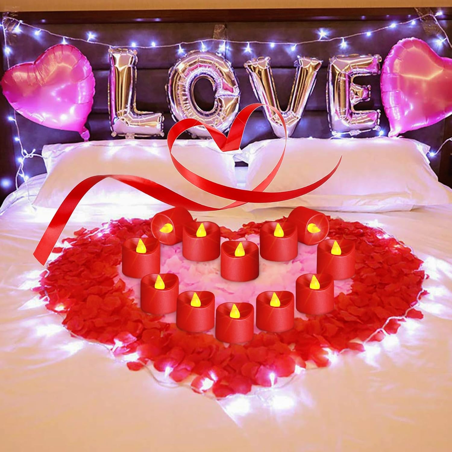12 Pcs Red Led Tea Lights Battery Operated, Flameless Votive Tealights Fake Candles For Christmas Halloween Romantic Wedding Party Decorations