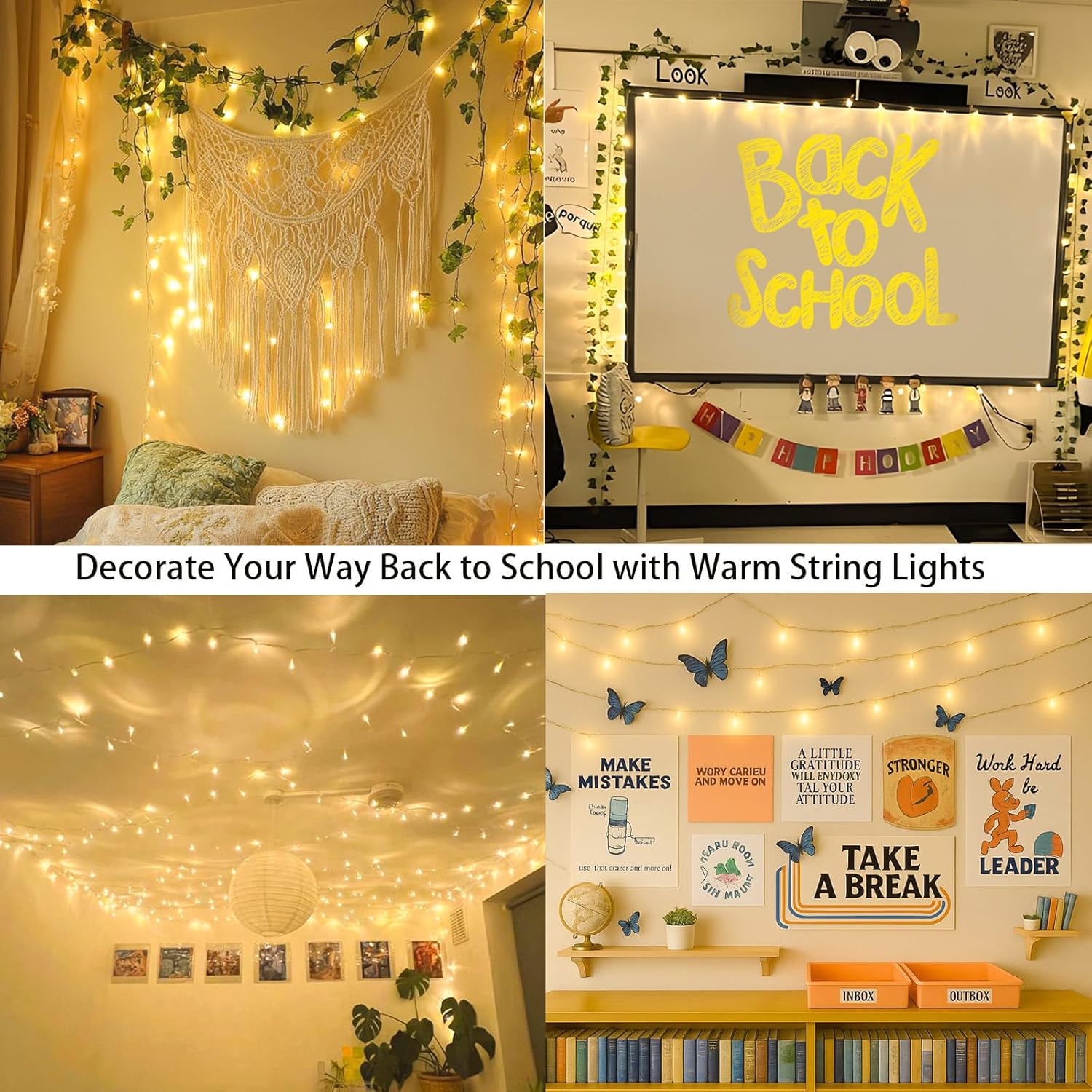 String Lights Indoor Bedroom, 98Ft 200 Led Plug In Twinkle Lights Outdoor Waterproof, Christmas Tree Lights For Classroo