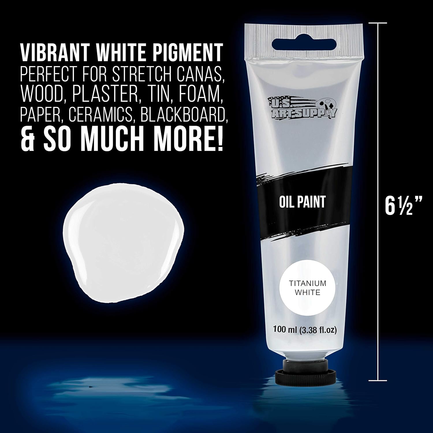 Titanium White Oil Paint - 2 Extra-Large 100Ml Tubes - High Opacity, Strong Tinting Strength, Oil Paints For Canvas Painting, Wood & Media