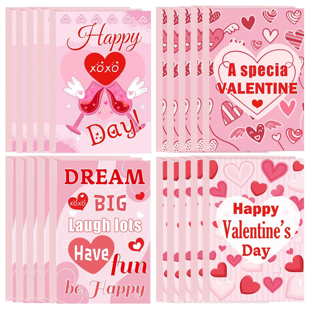 Happy Valentine'S Day Cards 24 Pack Happy Heart Day Card With Envelopes Valentine'S Day Decorations Cards For Valentine Gift Wrap