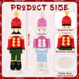 2 Pcs Crochet Christmas Nutcracker Characters With Wood Base Christmas Tree Crochet Tabletop Ornaments Xmas Holiday Nutcracker Soldier Figure Table Centerpieces Decoration Knitting Craft Art Supplies