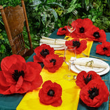 30 Pcs Artificial Red Poppy Flowers Veterans Day Large Poppies Fake Flowers For Halloween Memorial Day Wicked Birthday Carnival Back To School Party Backdrop