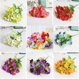 Artificial Silk Daisy Flowers 8 Bundles 8 Colours Faux Plastic Uv Resistant Flowers For Outdoor Indoor Graveyard Decoration In Vase