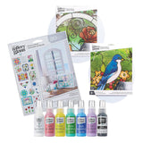 Gallery Glass PROMOGGSTR22 Stained Glass Painting Starter Kit, 10 Piece Set Including 6 Colors, 1 Bottle of Liquid Leading, 2 Plastic Surfaces and 1 Pattern Pack of 20 Molds