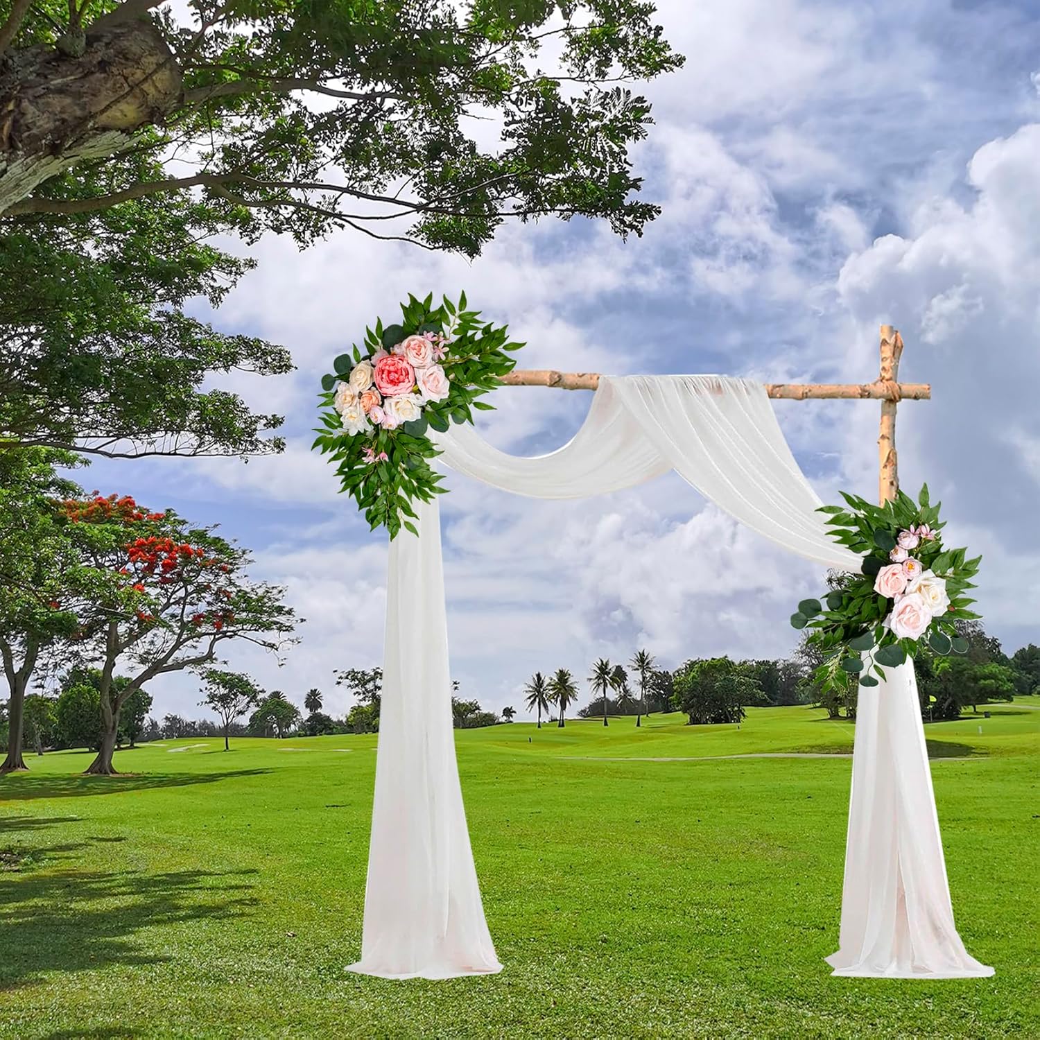 Artificial Wedding Arch Flowers Kit 2 Pcs Dust Rose Flowers Silk Peony Floral Swag Welcome Sign For Wedding Ceremony Party Home Garland Decor (Pink)