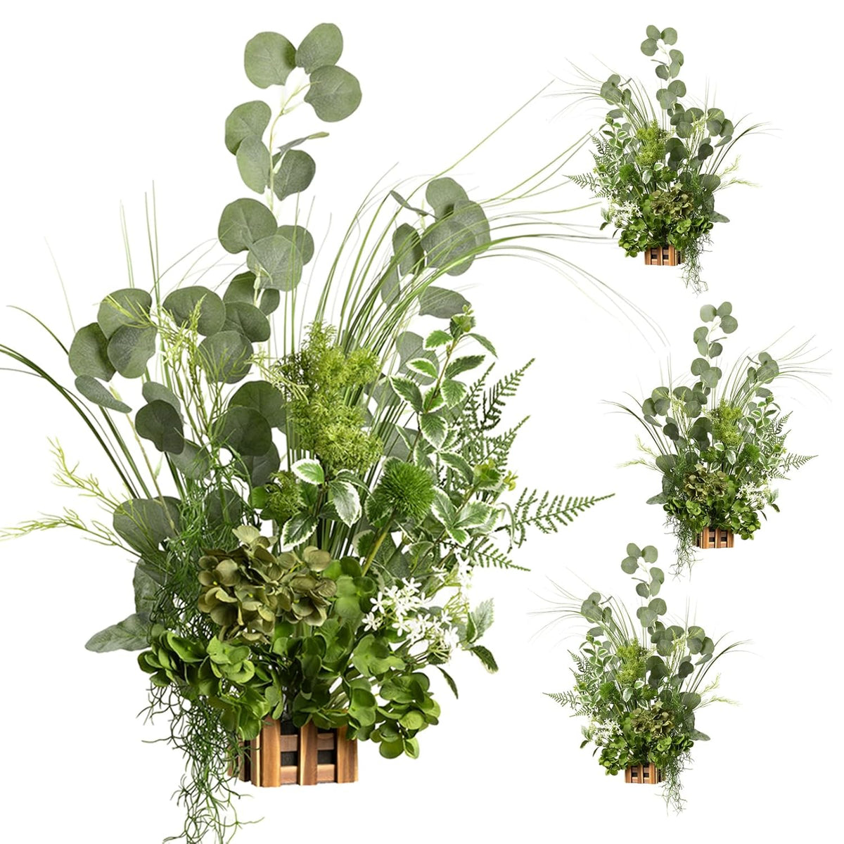 17.5" Tall Free-Standing Artificial Flowers Arrangements 4 Pcs Wedding Aisle Runner Chair Decorations White & Green Centerpieces For Ceremony Reception Rose Floral Party Outdoor