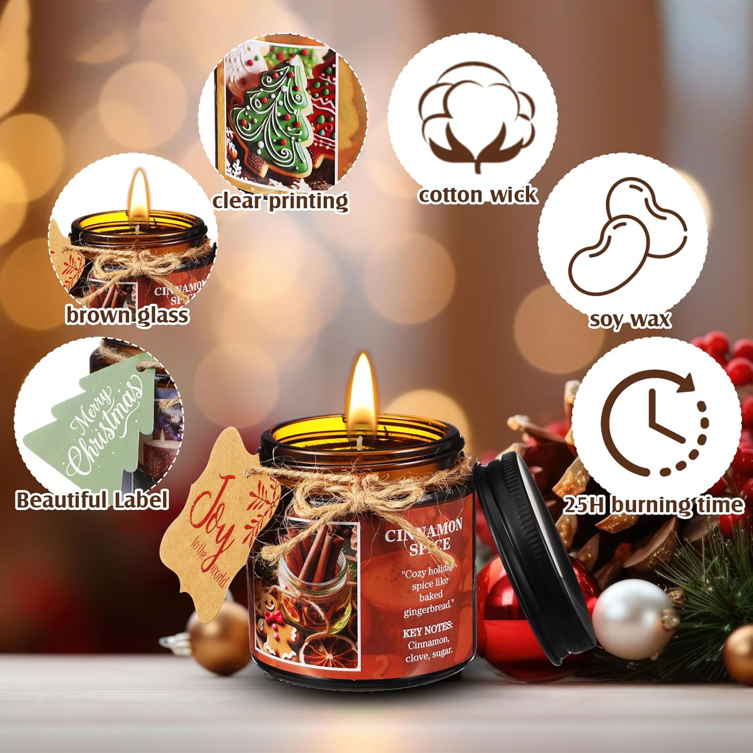 8 Pcs Christmas Scented Candles Gifts 4 Oz Christmas Soy Candles Bulk Xmas Holiday Candle Gift Set Women Men Aromatherapy Candle With Gift Boxes For Winter Holiday Gifts Xmas Party Decor