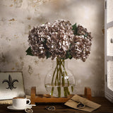 8 Pcs Coffee Brown Hydrangea Artificial Flowers 18 Inch Valentines Faux Hydrangea Flowers With Stems Fake Bouquet Bulk Realistic Floral For Spring Summer Wedding Home Table Indoor Decoration