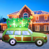 8 Ft Length Christmas Inflatable Station Wagon Christmas Car Inflatables Outdoor Xmas Vacation Car Tree Blow Up With Led