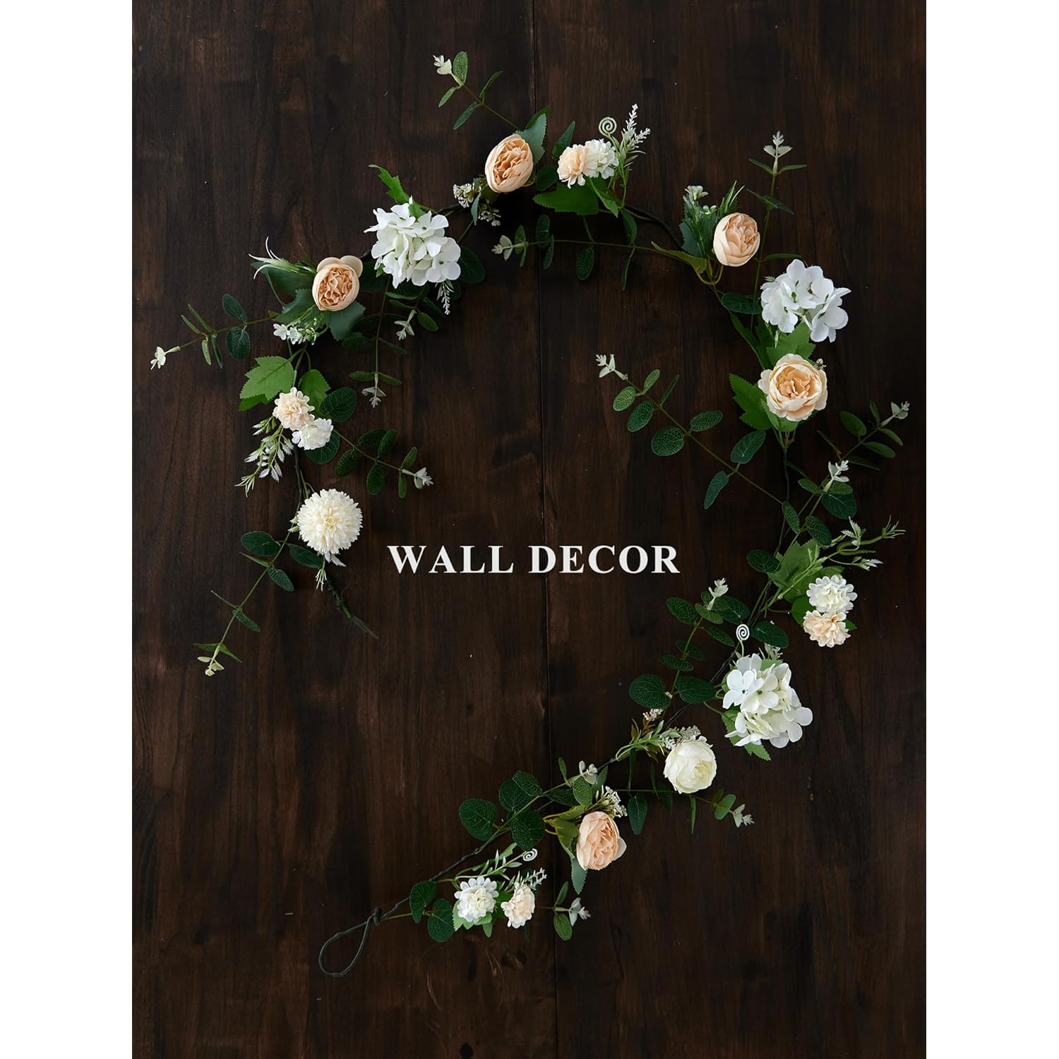 5.9Ft Eucalyptus Garland With Flowers, Artificial Fake Flower Greenery Spring Garland For Baby Shower Wedding Mantle Table Centerpiece Spring Decor