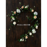 5.9Ft Eucalyptus Garland With Flowers, Artificial Fake Flower Greenery Spring Garland For Baby Shower Wedding Mantle Table Centerpiece Spring Decor
