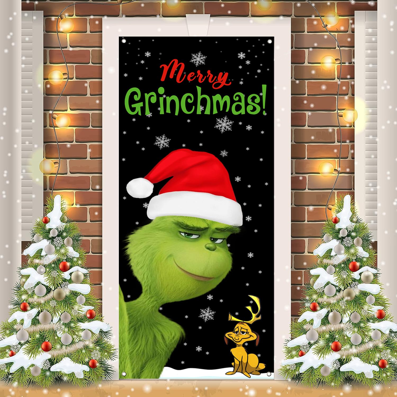 Merry Christmas Party Door Cover - Indoor/Outdoor Decoration, 29.5X71 Inches