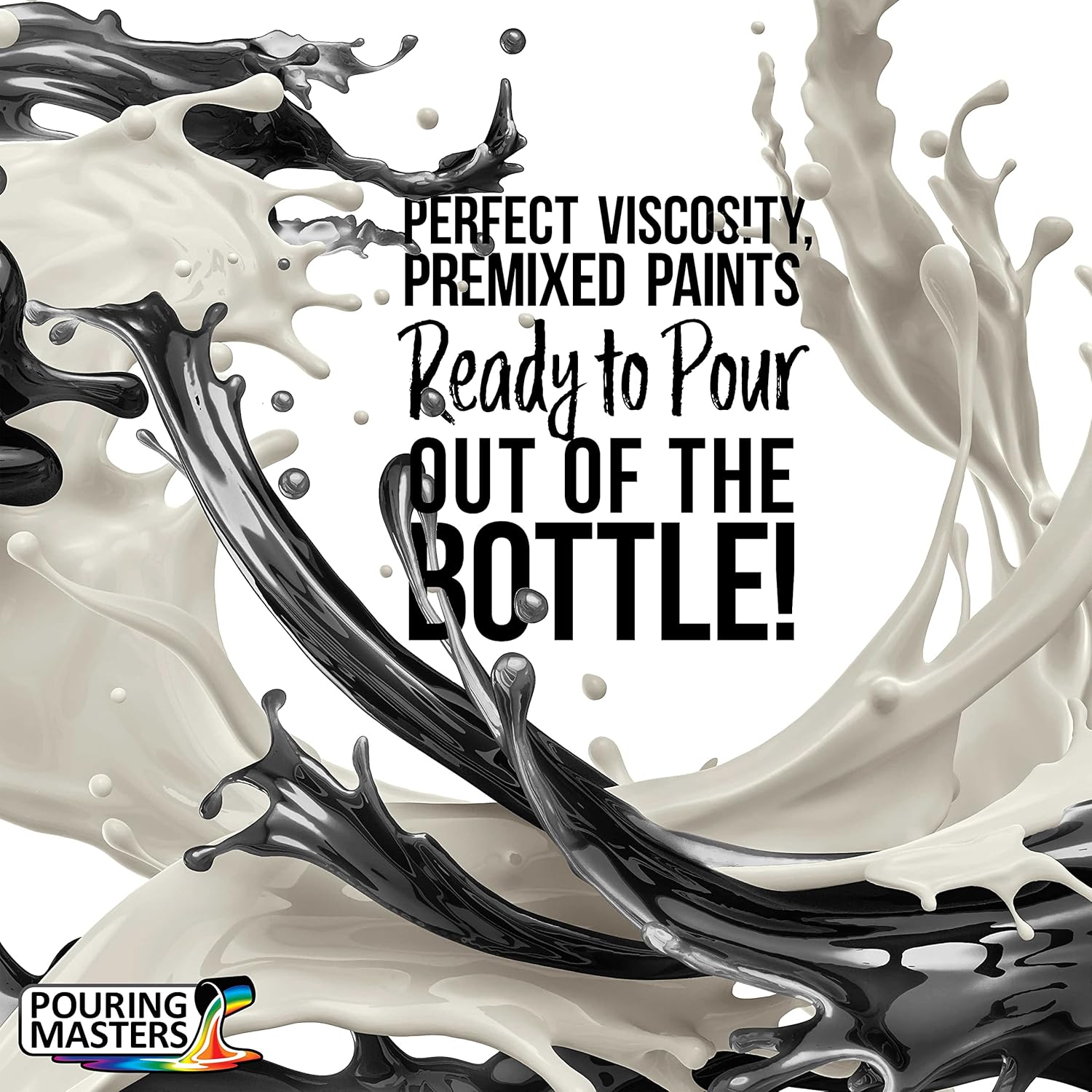 Pouring Masters Steel Gray Ready To Pour Acrylic Pouring Paint - Premium 32-Ounce Pre-Mixed Fluid Acrylic Paint - Fluid Art Supplies For Canvas, Wood, Paper, Tile & Rocks