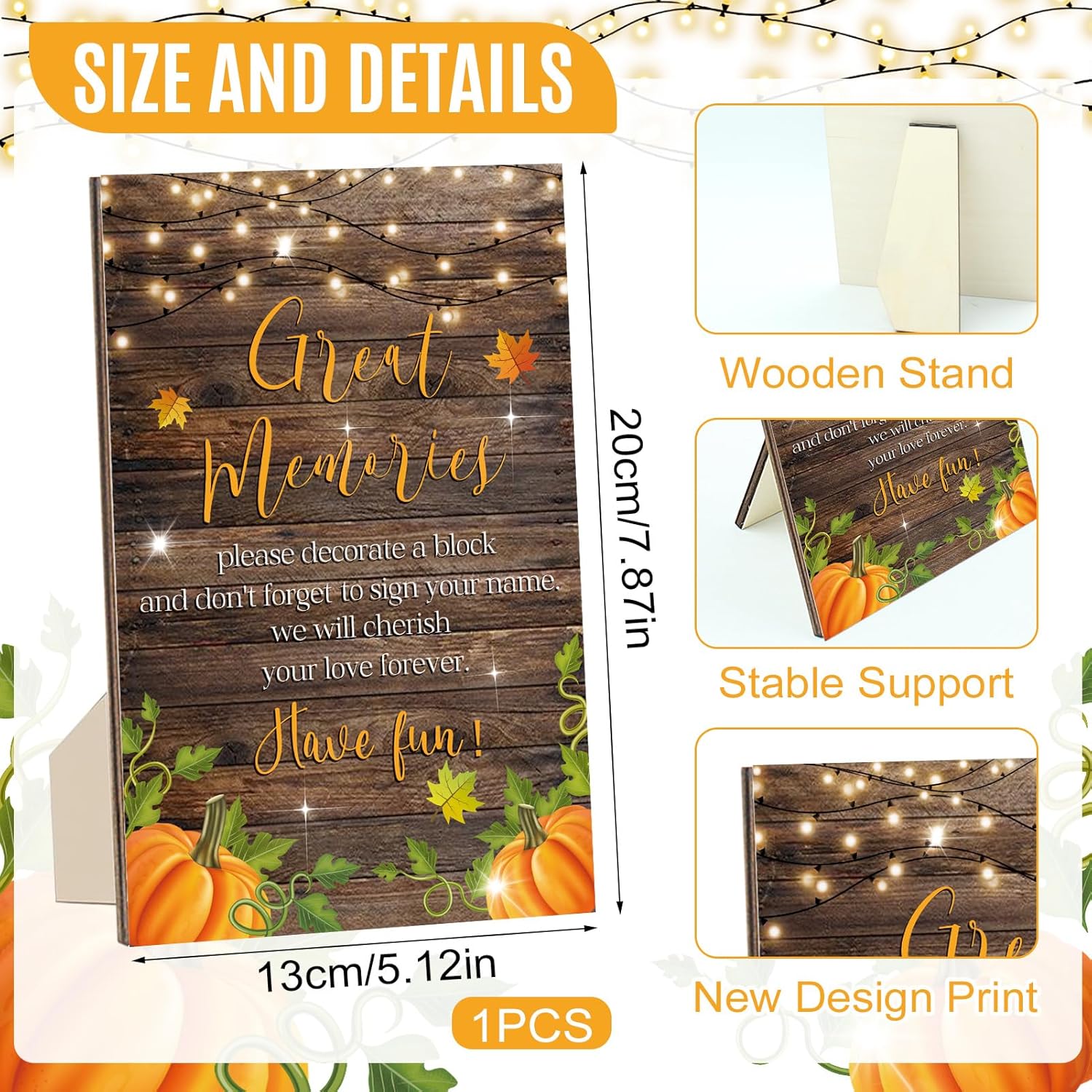 97 Pcs Pumpkin Baby Shower Games Sign Kit,Including Decorate A Block Game Sign 72 Diy Blank Wooden Blocks 24 Painting Pen To Draw Your Idea For Fall Baby Shower Game Thanksgiving Gender Reveal Party