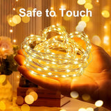 USB Plug In Fairy String Lights 16FT 50 LED Copper Wire Warm White with Remote Timer 8 Modes Waterproof for Bedroom Party Wedding Decor