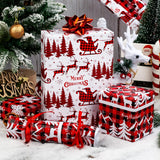 Red Wrapping Paper Roll - Mini Roll - 17 Inch X 120 Inch Per Roll - 3 Different Design Snowflake,Reindeer,Christmas Tree For Christmas Holiday(42.5Sq.Ft.Ttl)