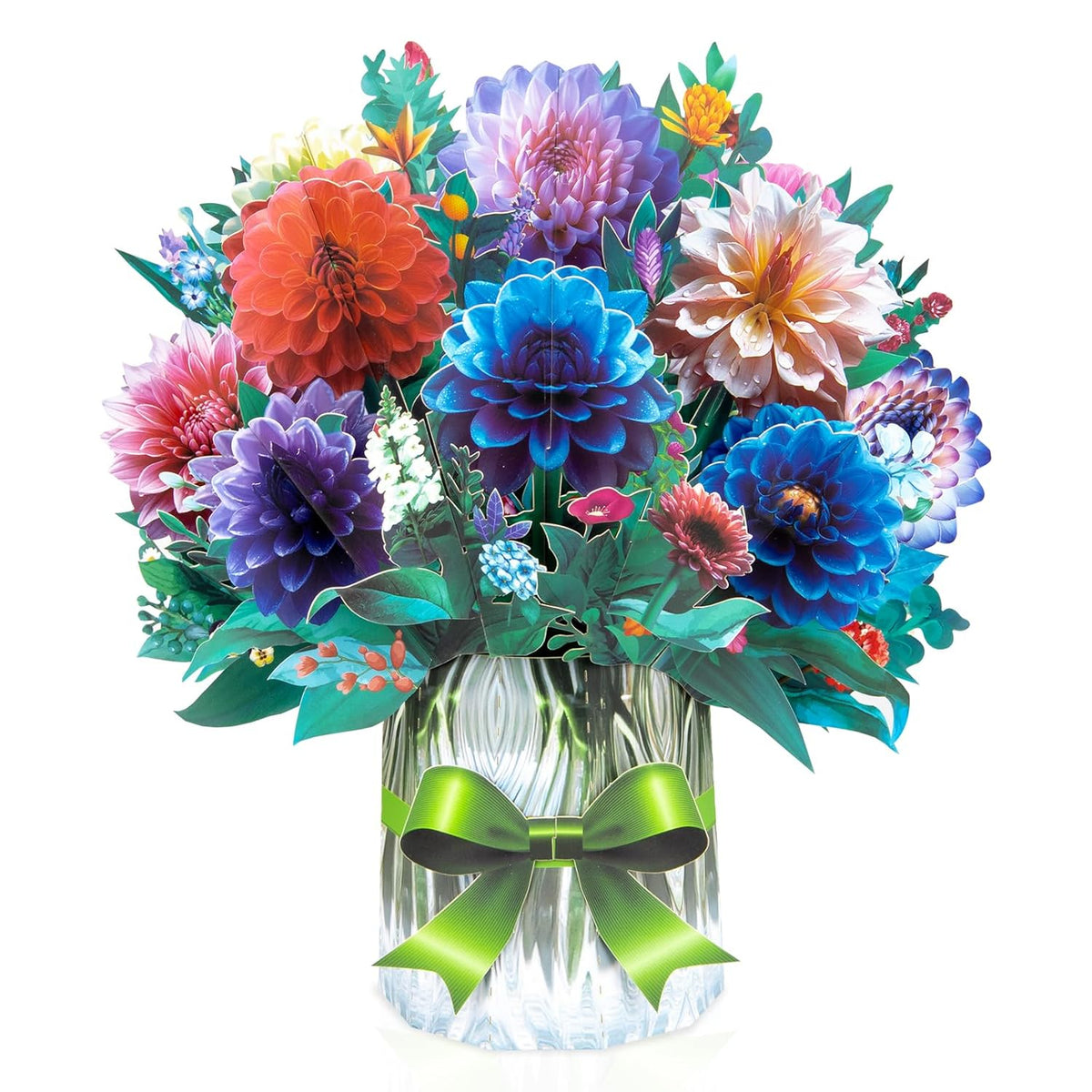 Dahlia Big Pop Up 13 Inch Paper Flower Bouquet Greeting Cards With Blank Note & Envelope, Ideal Gift For Celebrating Love, Birthday, Anniversary, Special Moments, Valentine'S Day