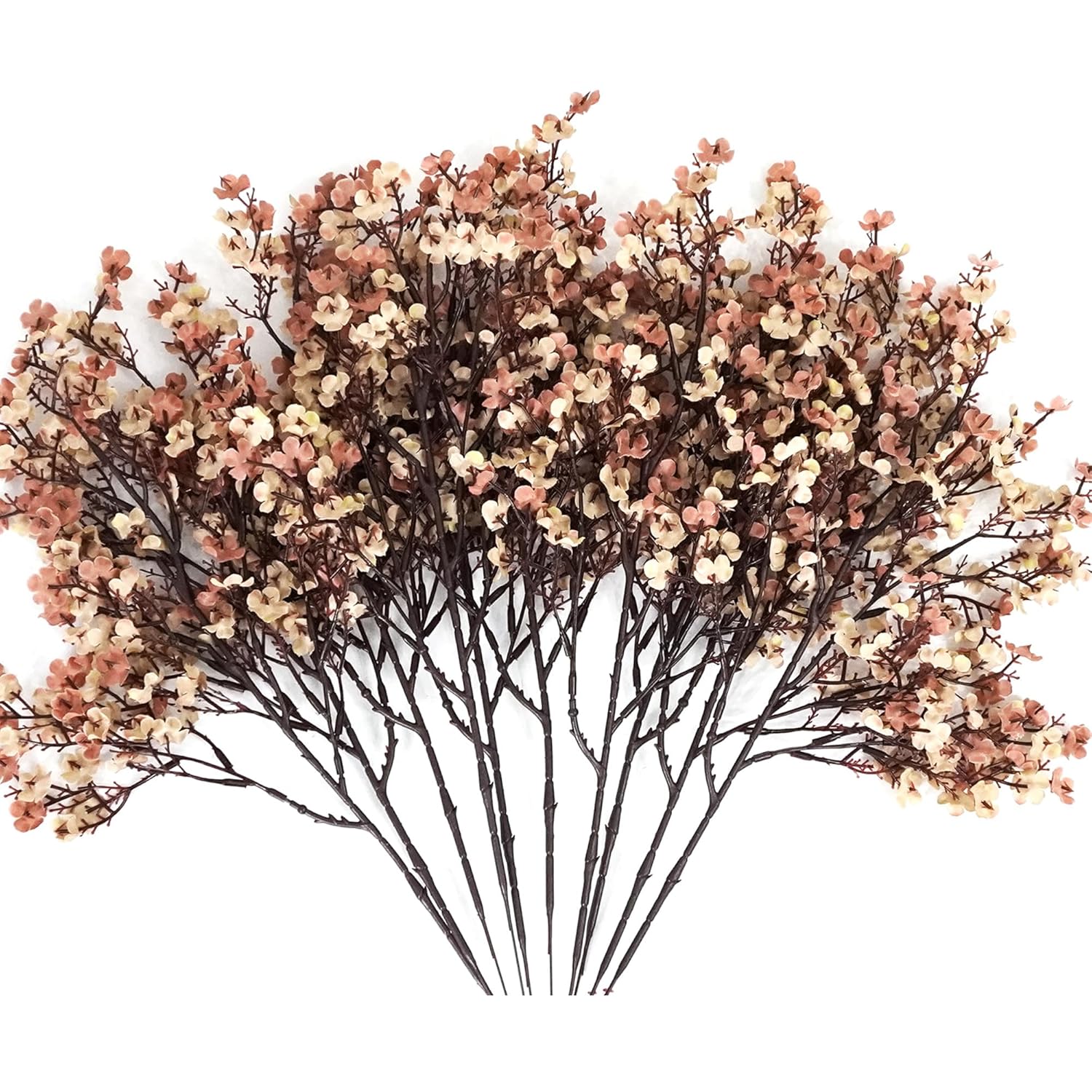 10 Pcs Babys Breath Artificial Flowers Bulk Real Touch Flowers Fake Flowers Silk Flowers For Home Decor Indoor Floral Arrangement Table Centerpieces Festival Party Decor (Beige Brown)