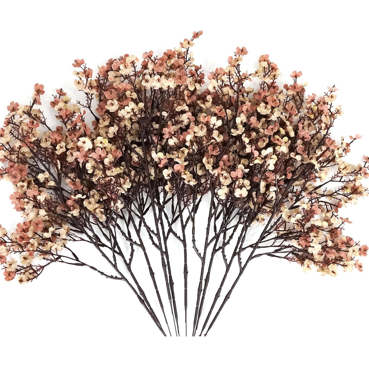 10 Pcs Babys Breath Artificial Flowers Bulk Real Touch Flowers Fake Flowers Silk Flowers For Home Decor Indoor Floral Arrangement Table Centerpieces Festival Party Decor (Beige Brown)