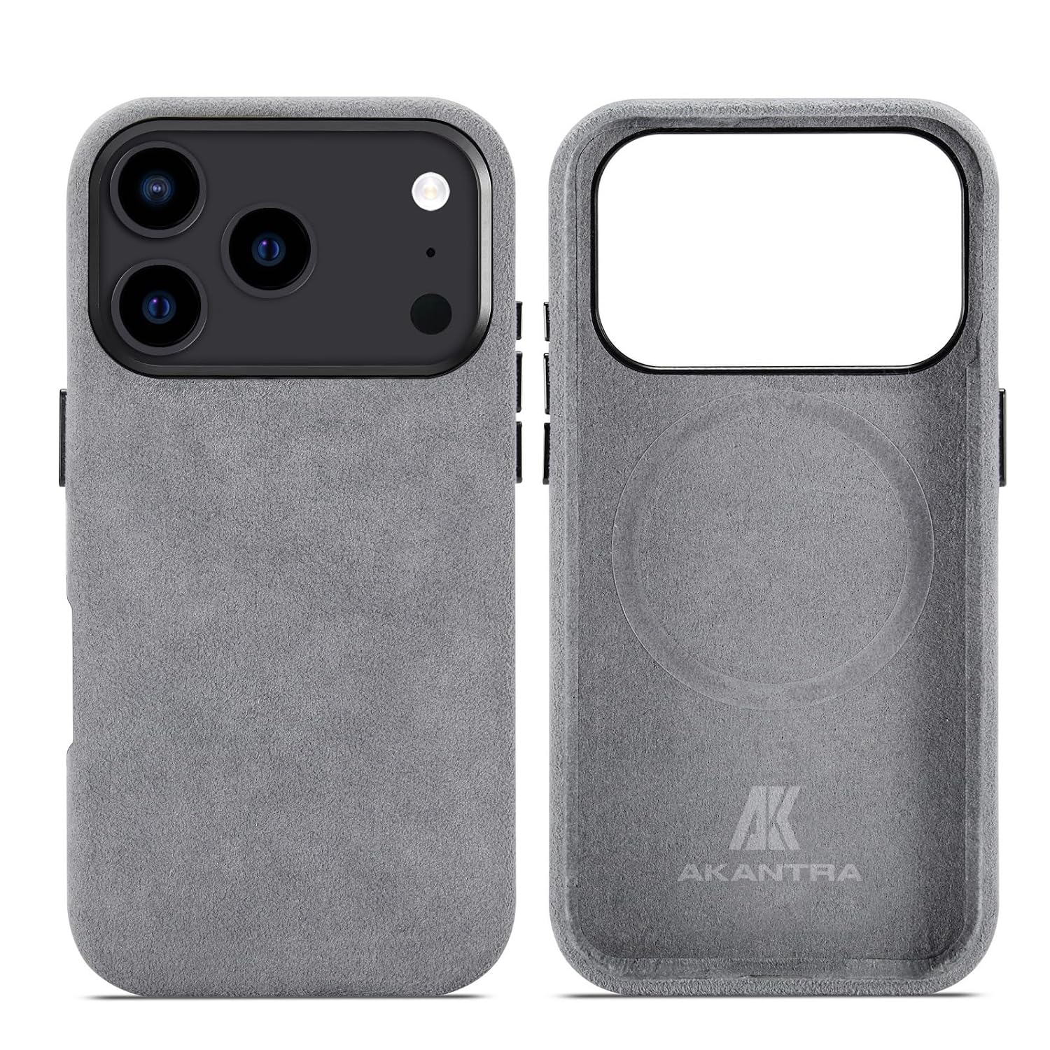 Italy Alcantara Case for iPhone 17 Series, Handmade Fully-Wrapped Synthetic Suede Cover, Compatible with Mag-Safe Wireless Charger, Orange, iPhone 17 Pro