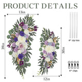 Wedding Arch Flowers Pack Of 2 Artificial Silk Large Flower Swag Purple Welcome Sign Floral Swag Reception Backdrop Floral Decor For Wedding Party Ceremony (Lilac & White)